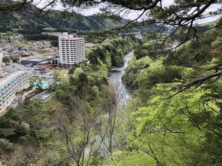鬼怒川全景 鬼怒川全景 鬼怒川,鬼怒川温泉,栃木の写真素材
