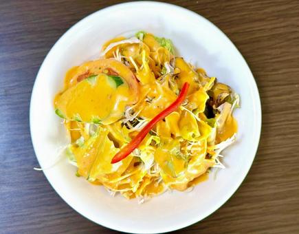 インド料理屋のサラダ インド料理屋のサラダ サラダ,ドレッシング,キャベツの写真素材