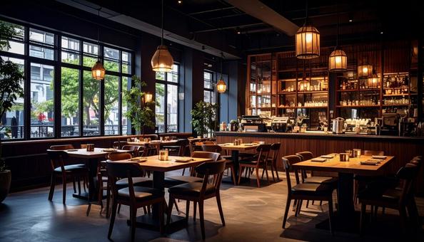 ちょっと暗めのおしゃれなカフェの写真