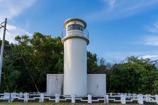 夕暮れ時の富田灯台 灯台,富田灯台,青空の写真素材