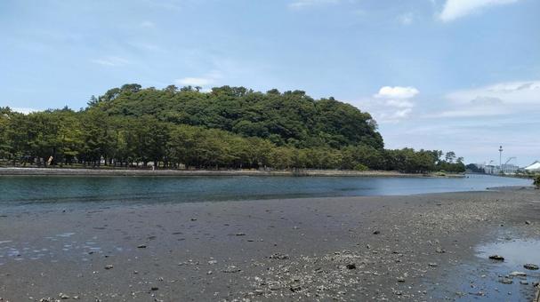 干潮の八景島の風景 干潮の八景島の風景 八景島,横浜,干潮の写真素材
