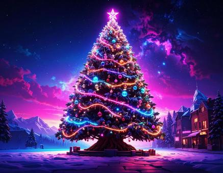 クリスマスツリー ネオン クリスマスツリー ネオンの写真