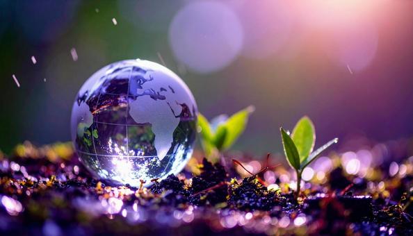 ガラスの透明の地球の写真