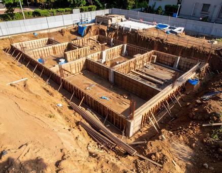 住宅工事現場 基礎工事の写真 住宅工事現場 基礎工事の写真の写真
