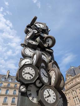 サンラザール駅 時差,パリ,フランスの写真素材