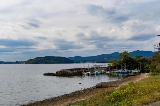 静岡県浜松市 秋の浜名湖　大崎　漁港 日本,静岡県,浜松市の写真素材