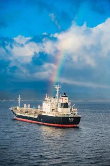 青森　北海道　津軽海峡フェリーからの風景 津軽海峡,北海道,函館の写真素材
