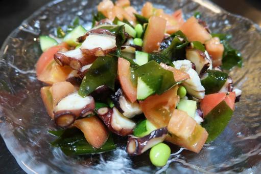 タコ入り中華風サラダ（引き撮影） 蛸,タコ,わかめの写真素材