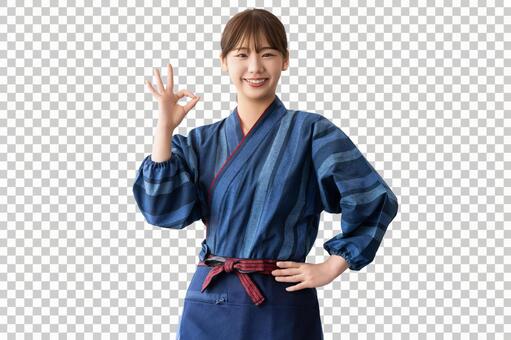 居酒屋スタッフの女性 背景透過PSD 女性,人物,居酒屋の写真素材