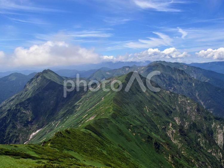 谷川連峰：谷川岳から望む稜線 谷川連峰,谷川岳,群馬の写真素材