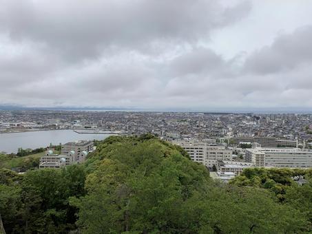 米子城からの眺め2 街並み,米子城,城址の写真素材
