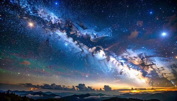 雲間に広がる輝く天の川 雲間に広がる輝く天の川の写真