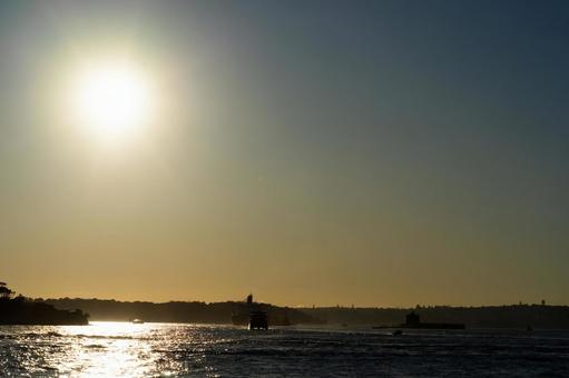 シドニー湾の夕日 シドニー湾の夕日 オーストラリア,シドニー,夕日の写真素材