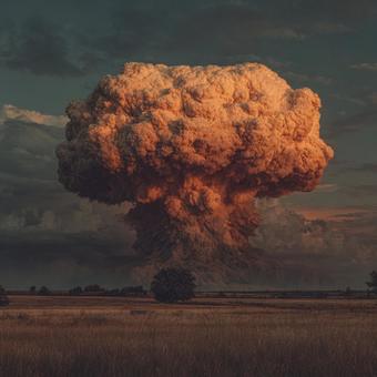きのこ雲が立ち上る核爆発の衝撃的な光景 きのこ雲が立ち上る核爆発の衝撃的な光景の写真