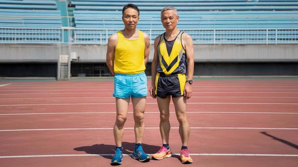 陸上競技を楽しむ中年・シニア男性12 陸上競技を楽しむ中年・シニア男性12の写真