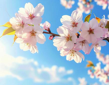 桜と青空 桜と青空の写真