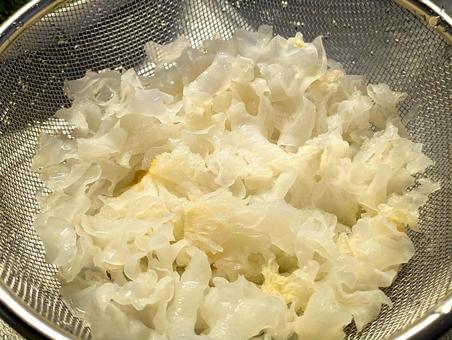 水で戻した白きくらげ 水で戻した白きくらげ 白きくらげ,きくらげ,食材の写真素材