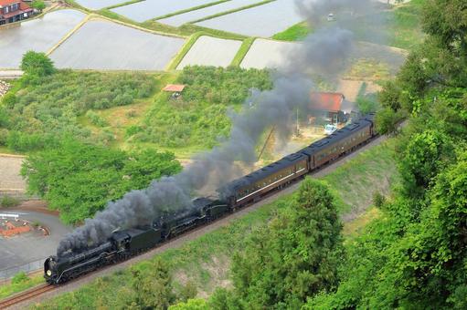 SL山口号 二重連 津和野-4 SL山口号 二重連 津和野-4 sl,d51,山口線の写真素材