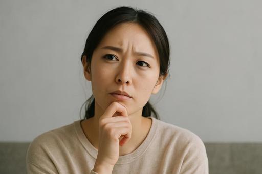 考える女性 考える女性の写真