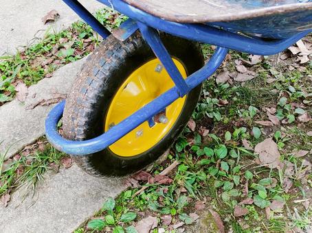 庭掃除　一輪車　ねこ　タイヤ 運搬,ねこ,庭掃除の写真素材
