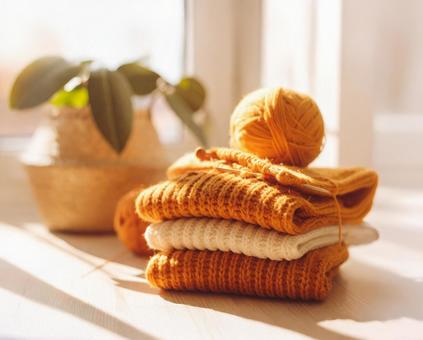 編みかけのニットの写真