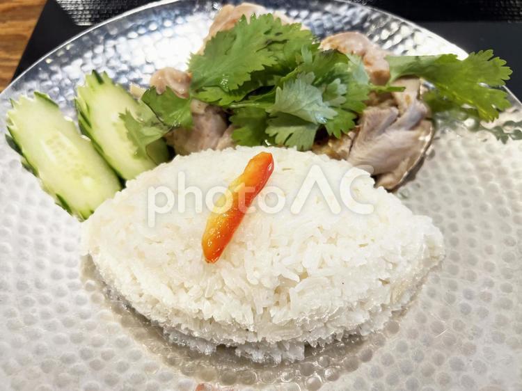 美味しそうなカオマンガイ・タイ料理・鶏肉 カオマンガイ,タイ料理,パクチーの写真素材
