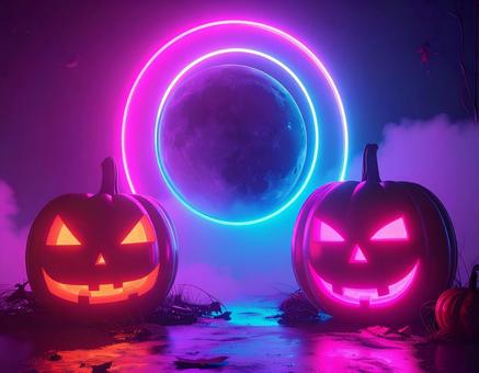 ハロウィン ネオンなジャックオランタン ハロウィン ネオンなジャックオランタンの写真