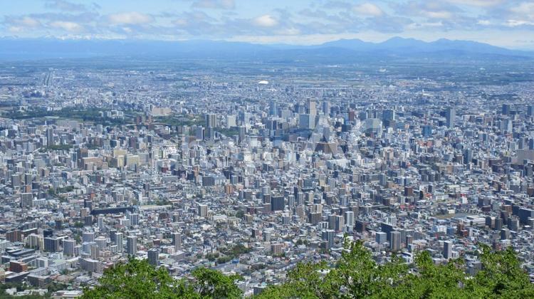 札幌市の中心街　藻岩山山頂から 札幌市,市街地,中心街の写真素材
