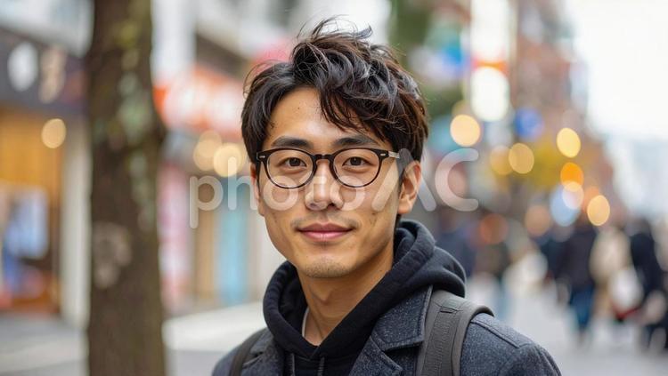 メガネ姿の男性_日本人3 男性,メガネ,若いの写真素材