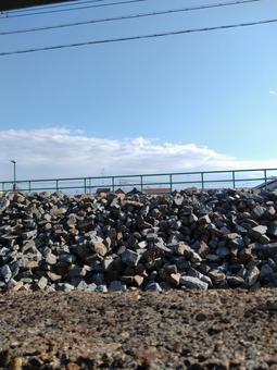 線路 線路,山電,山陽電車の写真素材