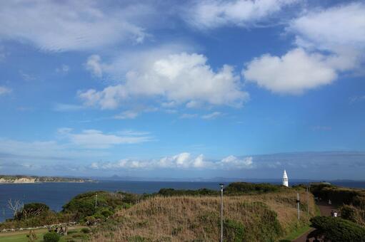 １０月中旬の城ケ島公園の灯台の風景 灯台,城ケ島公園,城ケ島の写真素材
