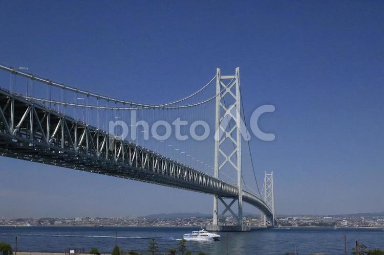 明石海峡大橋 橋,海,車の写真素材