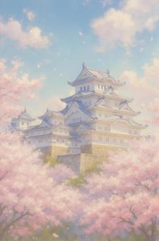 桜舞う城 桜舞う城の写真
