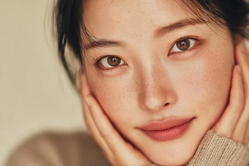 そばかすが魅力的な女性のクローズアップ そばかすが魅力的な女性のクローズアップの写真