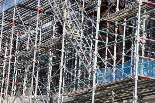 足場 足場,建築業,外壁工事の写真素材