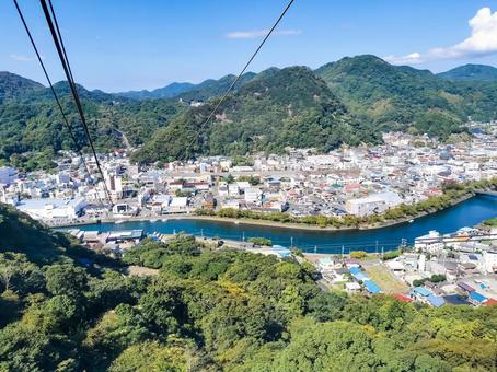 下田ロープウェイから眺める町並と稲生沢川 下田ロープウェイ,町並み,稲生沢川の写真素材