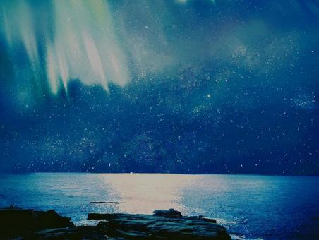 オーロラの反射 オーロラ,絶景,冬の写真素材
