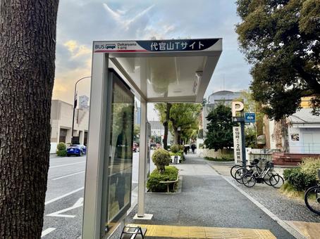 代官山Tサイト　バス停 代官山,バス停,旧山手通りの写真素材