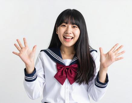 驚いた表情の女子生徒のイメージの写真