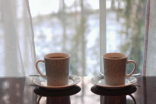 Coffee cup on a table by the window, JPG Coffee cup on a table by the window, JPG