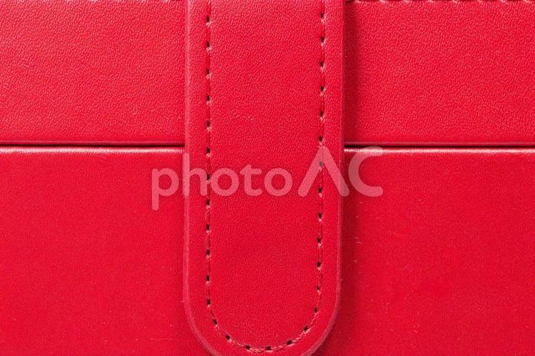 赤い合皮ストラップのクローズアップ 赤,合皮,レザーの写真素材