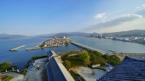 清々しい唐津 清々しい唐津 唐津湾,唐津城,お城の写真素材