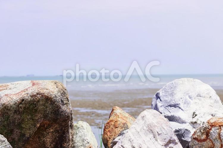 岩と海のコントラスト 石,海,海岸の写真素材