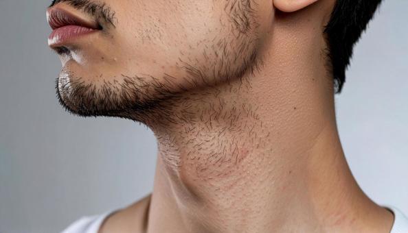 男性の首元アップ _喉仏1 男性の首元アップ _喉仏1の写真