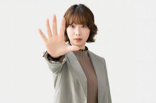 ストップ！制止する女性・ビジネスウーマン 女性,ビジネス,待ての写真素材
