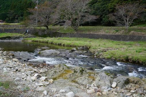 小川の風景  川,流れ,風景の写真素材