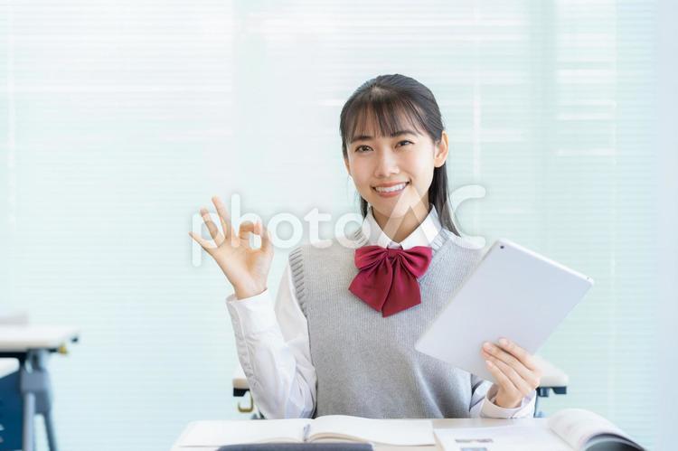 学校で勉強をする女子高生 塾,教育,勉強の写真素材