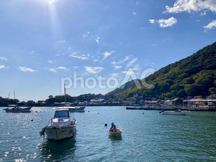 鞆の浦・海と漁船 鞆の浦,福山,海の写真素材