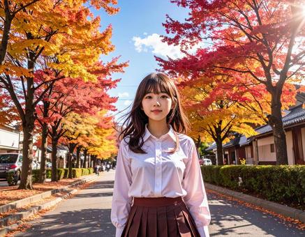 紅葉の街を散歩 紅葉の街を散歩の写真