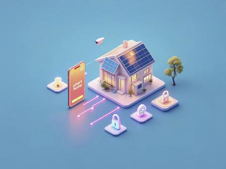 スマートホームとソーラーパネルの未来住宅 スマートホームとソーラーパネルの未来住宅の写真